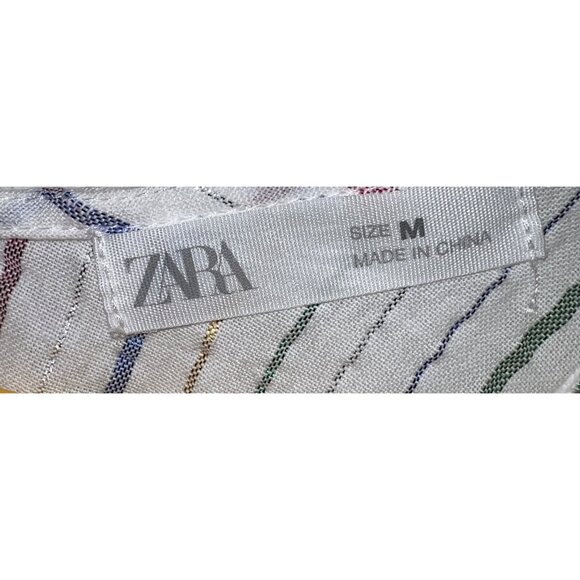 Zara Glittery Striped Poncho Top With Tassels - M - Picture 2 of 3